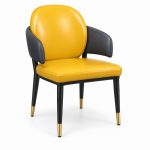 JYX-073 Yellow Seat Black-Accent Dining Armchair right 45-degree view