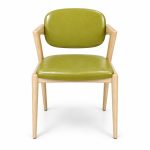 JYX-074 Olive Green Upholstered Dining Armchair front view