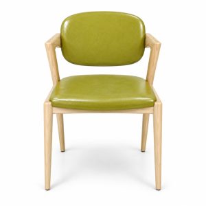 JYX-074 Olive Green Upholstered Dining Armchair front view