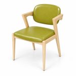 JYX-074 Olive Green Upholstered Dining Armchair left 45-degree view