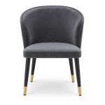 JYX-075 Charcoal Curved-Back Dining Chair front view