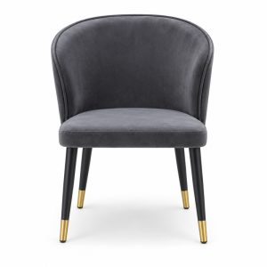JYX-075 Charcoal Curved-Back Dining Chair front view