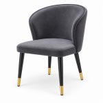 JYX-075 Charcoal Curved-Back Dining Chair left 45-degree view