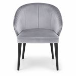 JYX-077 Gray Curved-Back Upholstered Dining Chair front view