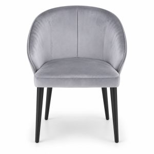 JYX-077 Gray Curved-Back Upholstered Dining Chair front view
