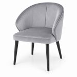 JYX-077 Gray Curved-Back Upholstered Dining Chair left 45-degree view