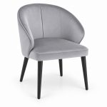 JYX-077 Gray Curved-Back Upholstered Dining Chair right 45-degree view