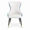 JYX-078 White and Blue High-Back Dining Chair