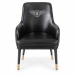 JYX-079 Black Upholstered High-Back Dining Armchair front view