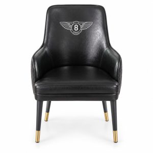 JYX-079 Black Upholstered High-Back Dining Armchair front view
