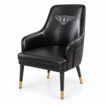 JYX-079 Black Upholstered High-Back Dining Armchair left 45-degree view
