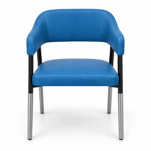JYX-080 Blue Open-Back Upholstered Dining Chair front view