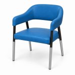 JYX-080 Blue Open-Back Upholstered Dining Chair left 45-degree view