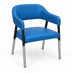 JYX-080 Blue Open-Back Upholstered Dining Chair right 45-degree view