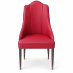 JYX-082 Red High-Back Upholstered Dining Chair front view
