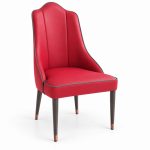 JYX-082 Red High-Back Upholstered Dining Chair right 45-degree view