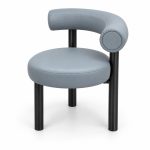 JYX-083 Gray Round-Seat Lounge Chair left 45-degree view
