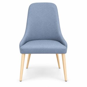 JYX-084 Blue Fabric Upholstered Dining Chair front view