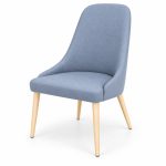 JYX-084 Blue Fabric Upholstered Dining Chair left 45-degree view