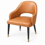 JYX-085 Tan Open-Back Upholstered Dining Chair left 45-degree view