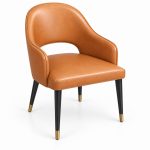 JYX-085 Tan Open-Back Upholstered Dining Chair right 45-degree view
