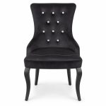 JYX-086 Black Button-Tufted Dining Chair front view