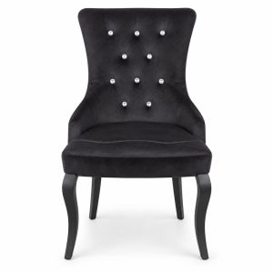JYX-086 Black Button-Tufted Dining Chair front view