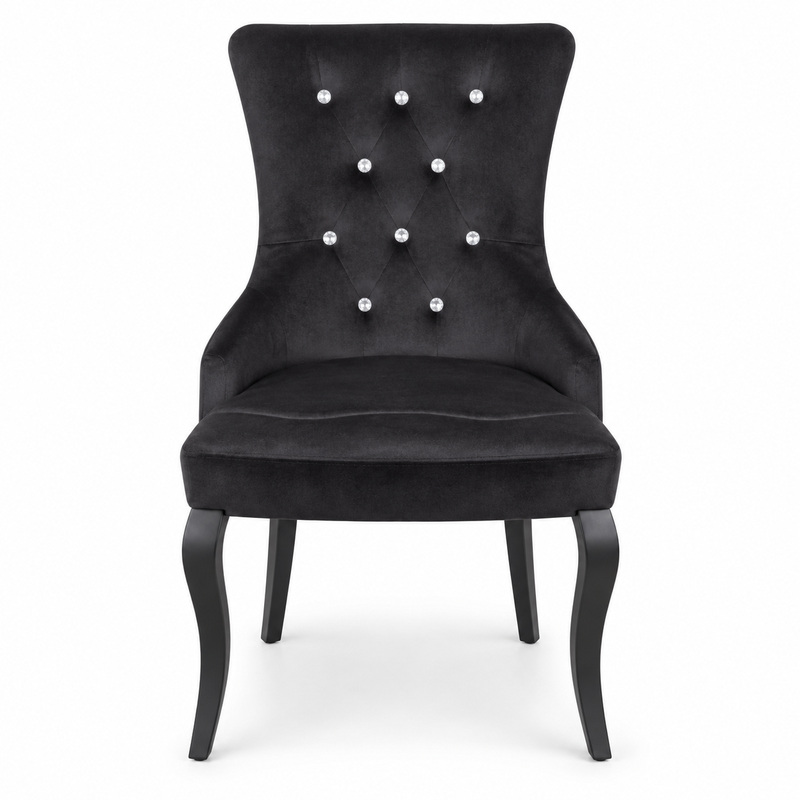 JYX-086 Black Button-Tufted Dining Chair