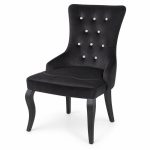 JYX-086 Black Button-Tufted Dining Chair left 45-degree view