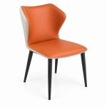 JYX-087 Burnt Orange Curved-Back Dining Chair right 45-degree view