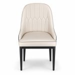 JYX-088 Ivory Diamond-Stitched Dining Chair front view
