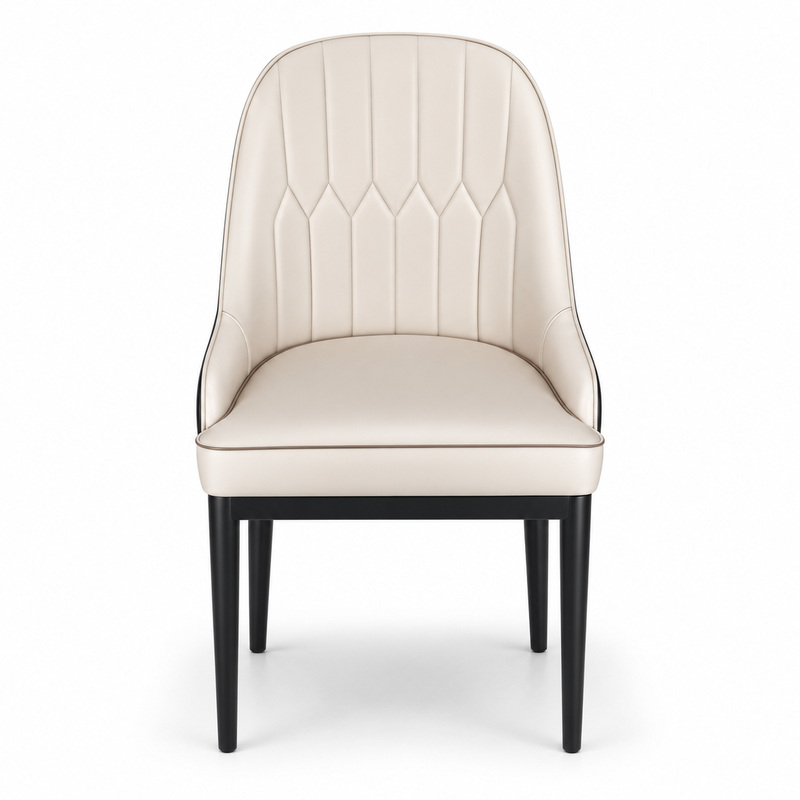 JYX-088 Ivory Diamond-Stitched Dining Chair
