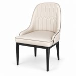 JYX-088 Ivory Diamond-Stitched Dining Chair left 45-degree view