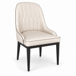 JYX-088 Ivory Diamond-Stitched Dining Chair right 45-degree view