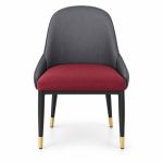 JYX-089 Gray Chair with Burgundy Upholstered Seat front view