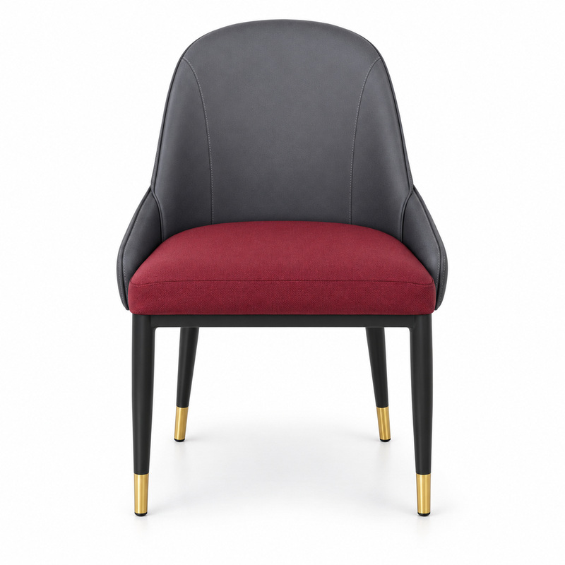 JYX-089 Gray Chair with Burgundy Upholstered Seat