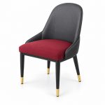 JYX-089 Gray Chair with Burgundy Upholstered Seat left 45-degree view