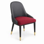 JYX-089 Gray Chair with Burgundy Upholstered Seat right 45-degree view