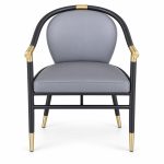 JYX-090 Gray Round-Back Dining Armchair front view
