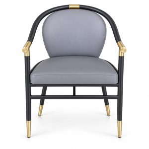 JYX-090 Gray Round-Back Dining Armchair front view