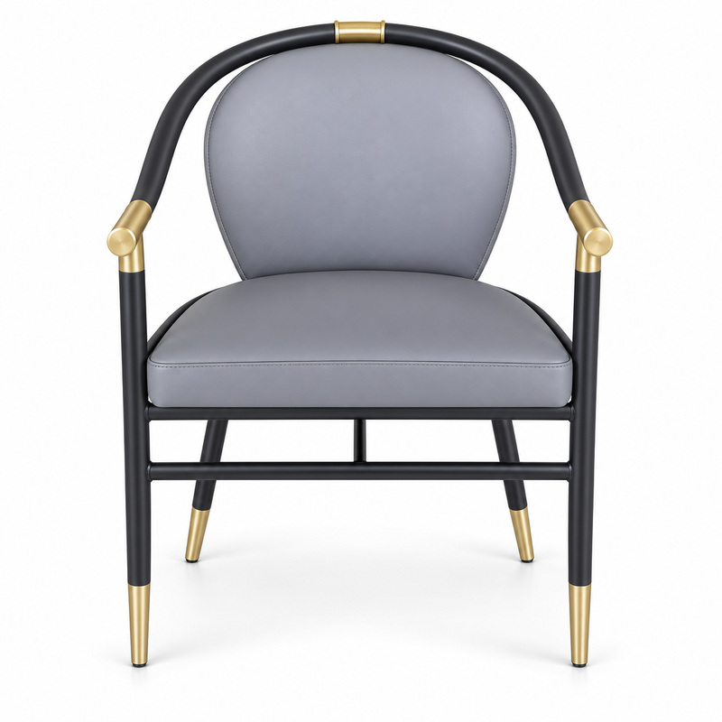 JYX-090 Gray Round-Back Dining Armchair