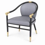 JYX-090 Gray Round-Back Dining Armchair left 45-degree view