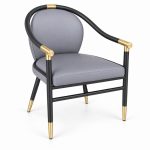 JYX-090 Gray Round-Back Dining Armchair right 45-degree view