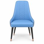 JYX-091 Sky Blue Tall-Back Dining Chair front view