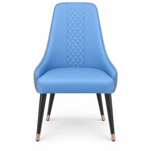 JYX-091 Sky Blue Tall-Back Dining Chair front view