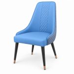 JYX-091 Sky Blue Tall-Back Dining Chair left 45-degree view