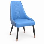 JYX-091 Sky Blue Tall-Back Dining Chair right 45-degree view