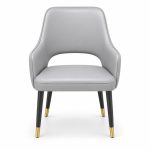 JYX-092 Gray Open-Back Upholstered Dining Chair front view