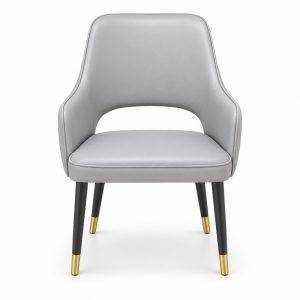 JYX-092 Gray Open-Back Upholstered Dining Chair front view