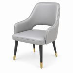 JYX-092 Gray Open-Back Upholstered Dining Chair left 45-degree view